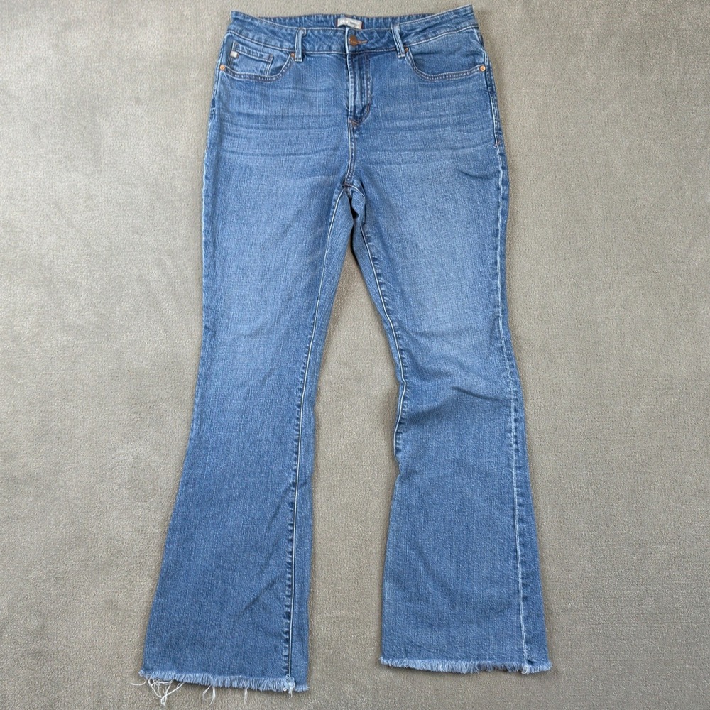 Dear John Flare Jeans Size 30 Womens Medium Wash Raw Hem High Rise Denim
